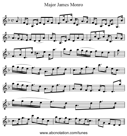 Major James Monro - staff notation