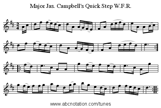 Major Jas. Campbell's Quick Step W.F.R. - staff notation