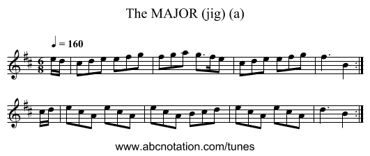 MAJOR (jig) (a), The - staff notation