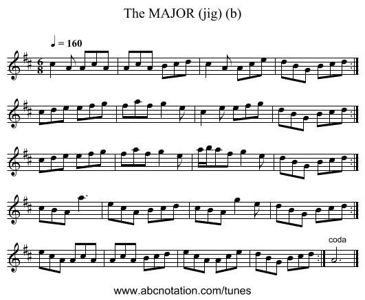 MAJOR (jig) (b), The - staff notation