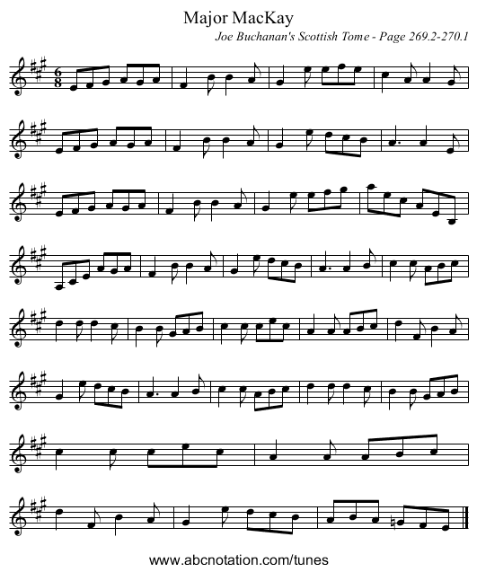 Major MacKay - staff notation