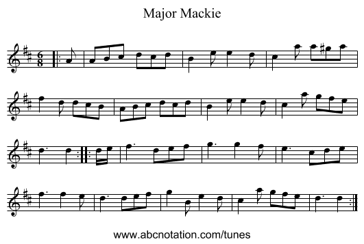 Major Mackie - staff notation