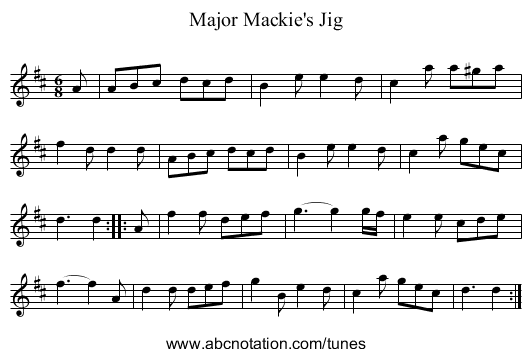 Major Mackie's Jig - staff notation