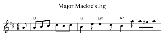 Major Mackie's Jig - staff notation