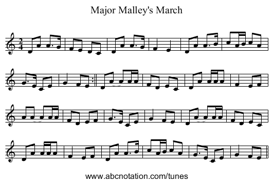 Major Malley's March - staff notation