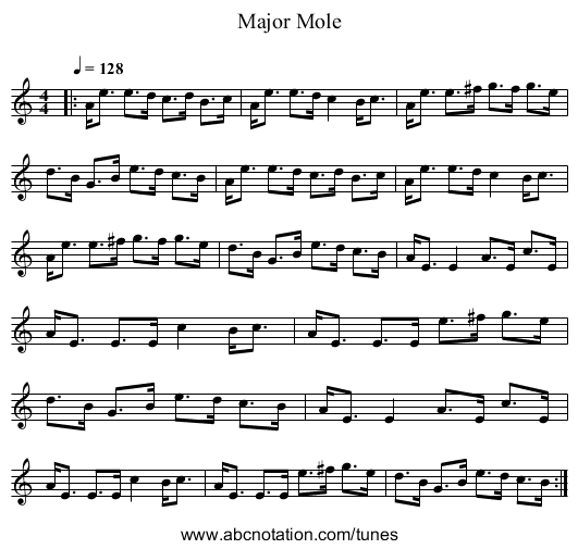 Major Mole - staff notation