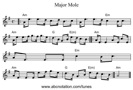 Major Mole - staff notation