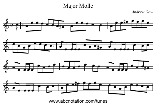 Major Molle - staff notation