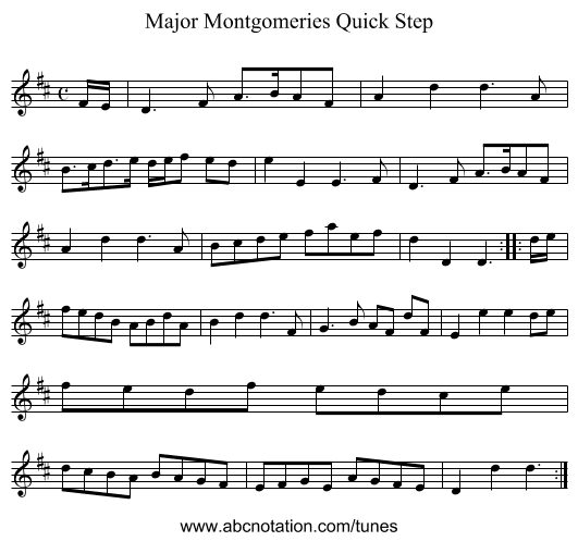 Major Montgomeries Quick Step - staff notation