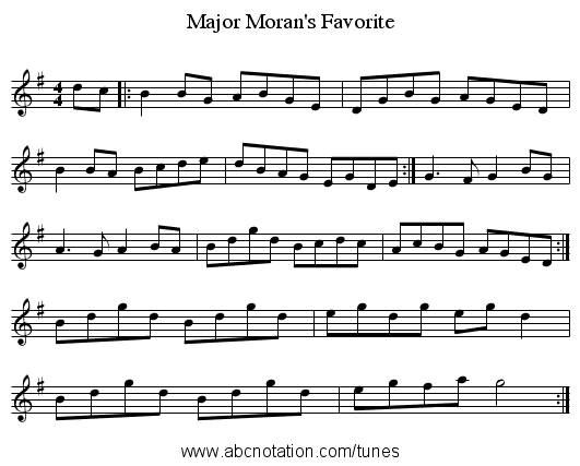 Major Moran's Favorite - staff notation