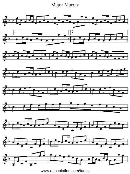 Major Murray - staff notation