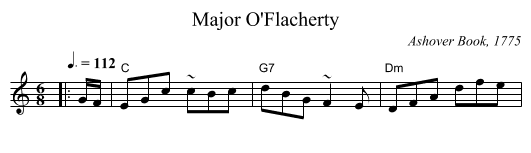 Major O'Flacherty - staff notation
