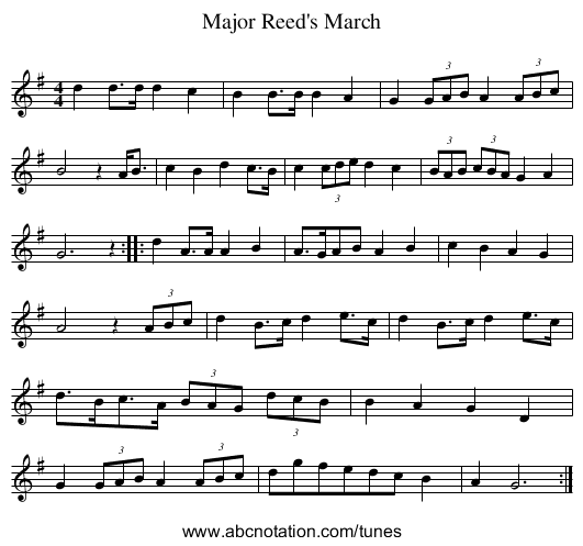 Major Reed's March - staff notation