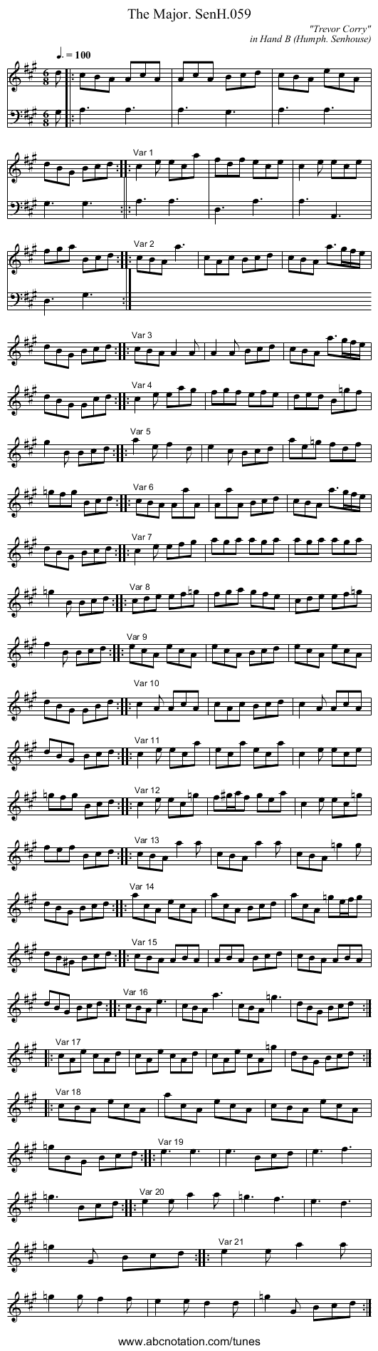 Major. SenH.059, The - staff notation