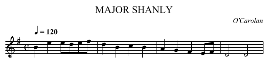 MAJOR SHANLY - staff notation