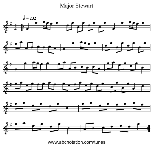 Major Stewart - staff notation