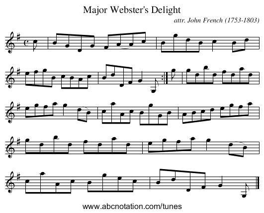 Major Webster's Delight - staff notation