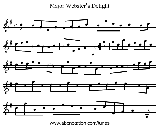 Major Webster’s Delight - staff notation