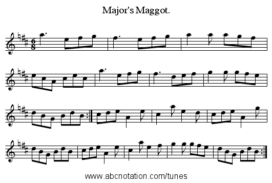 Major's Maggot. - staff notation
