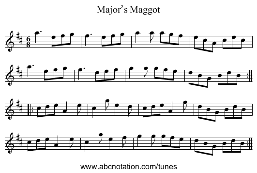 Major’s Maggot - staff notation