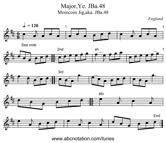 Major,Ye. JBa.48 - staff notation