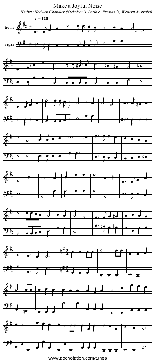 Make a Joyful Noise - staff notation