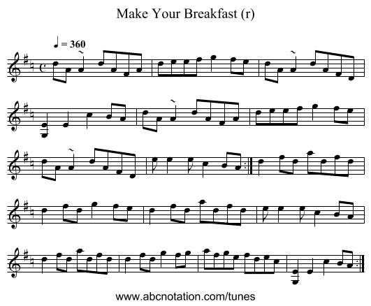 Make Your Breakfast (r) - staff notation