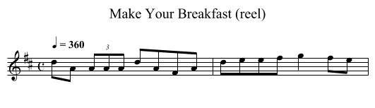 Make Your Breakfast (reel) - staff notation