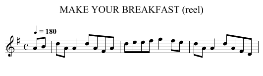 MAKE YOUR BREAKFAST (reel) - staff notation