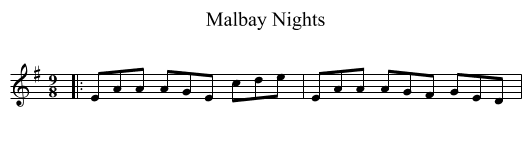 Malbay Nights - staff notation