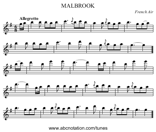 MALBROOK - staff notation