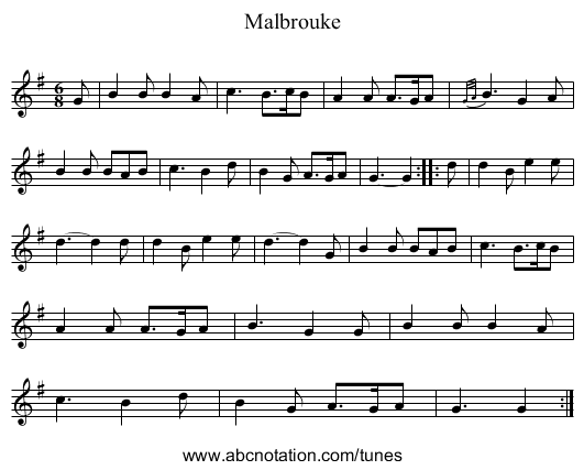 Malbrouke - staff notation