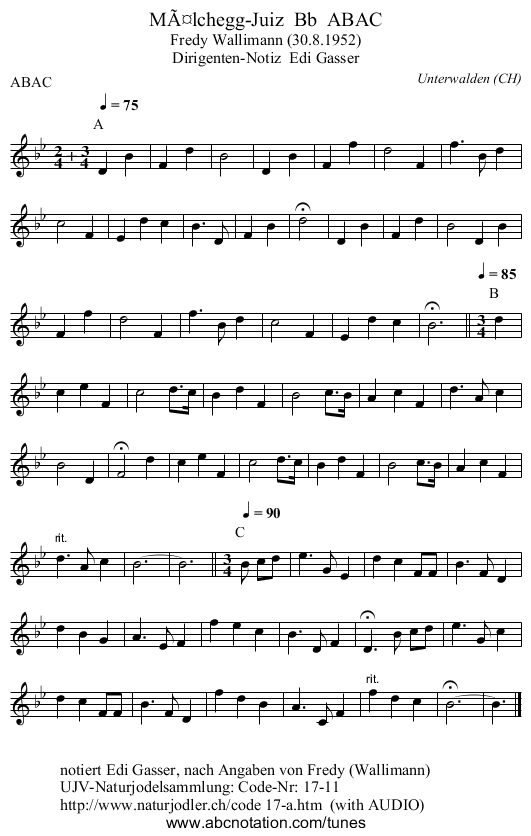 Mälchegg-Juiz Bb ABAC - staff notation