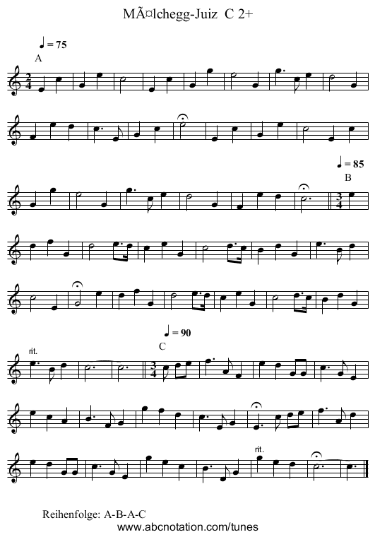 MÃ¤lchegg-Juiz  C 2+ - staff notation