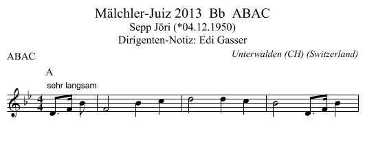 Mälchler-Juiz 2013  Bb  ABAC - staff notation