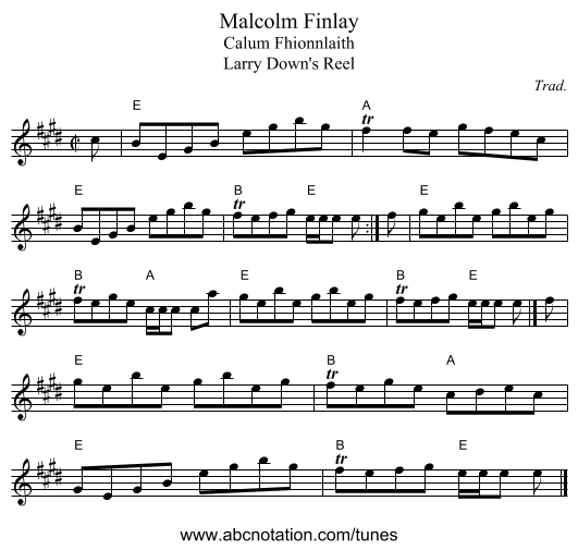 Malcolm Finlay - staff notation