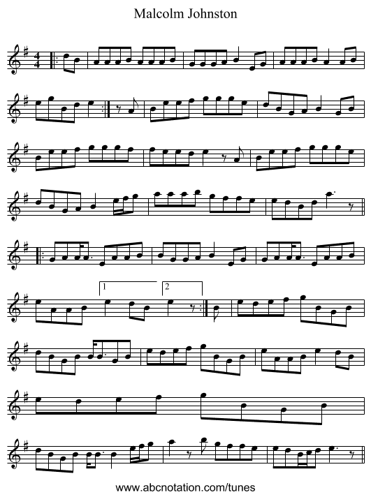 Malcolm Johnston - staff notation