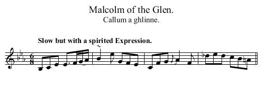 Malcolm of the Glen. - staff notation