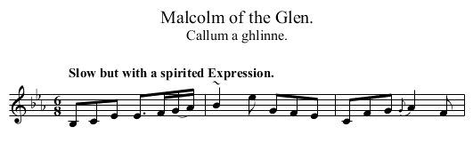 Malcolm of the Glen. - staff notation