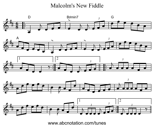 Malcolm's New Fiddle - staff notation