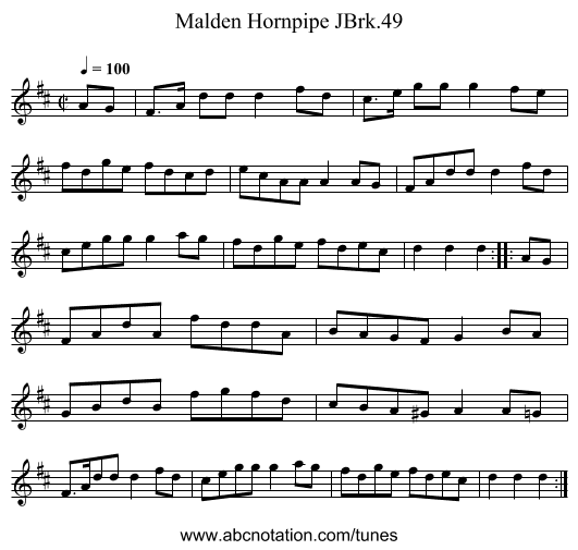 Malden Hornpipe JBrk.49 - staff notation