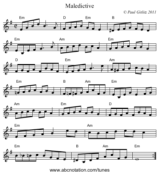Maledictive - staff notation