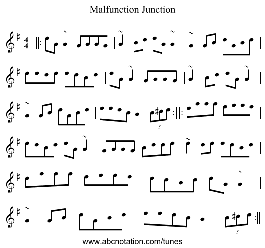 Malfunction Junction - staff notation