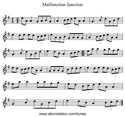 Malfunction Junction - staff notation
