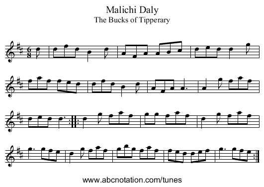 Malichi Daly - staff notation