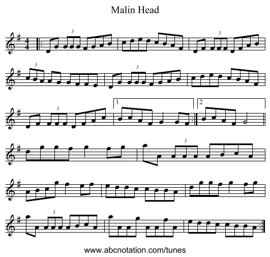 Malin Head - staff notation
