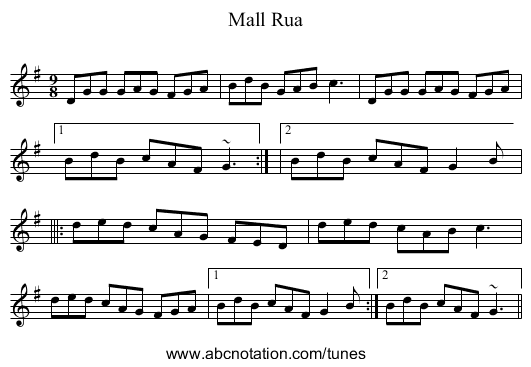 Mall Rua - staff notation