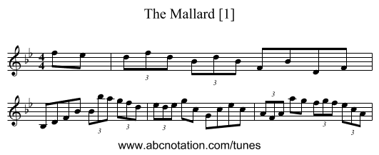 Mallard [1], The - staff notation