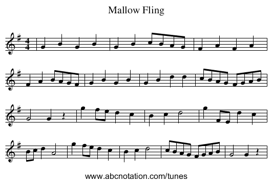 Mallow Fling - staff notation
