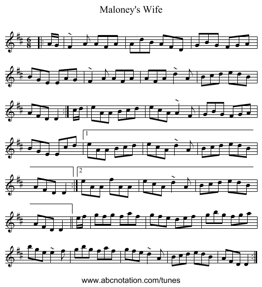 Maloney's Wife - staff notation